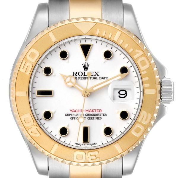 Rolex Yachtmaster Steel Yellow Gold White Dial Mens Watch 16623