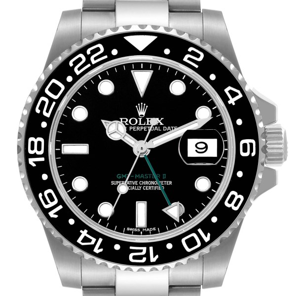 Rolex GMT Master II Black Dial Ceramic Bezel Steel Mens Watch 116710