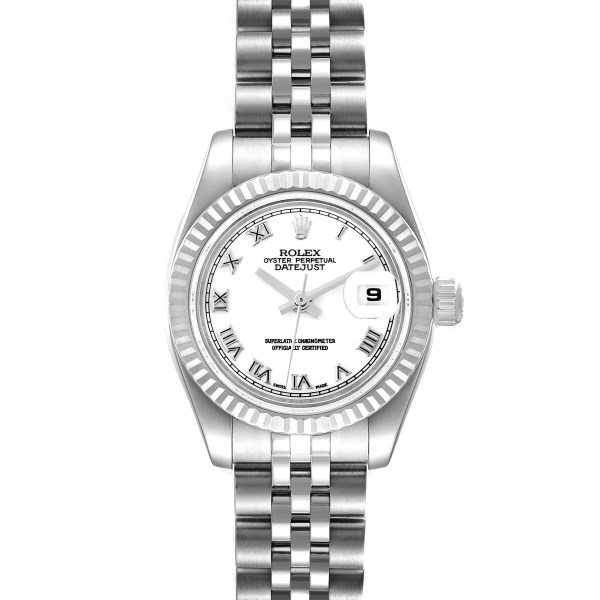 Rolex Datejust Steel White Gold White Dial Ladies Watch 179174 Box Papers