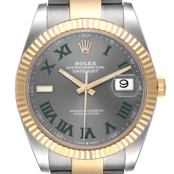 Rolex Datejust 41 Steel Yellow Gold Wimbledon Dial Mens Watch 126333 Box Card