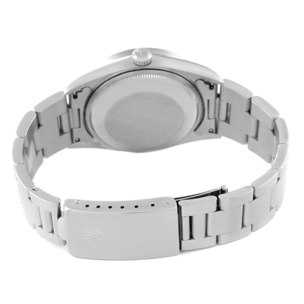 Rolex Date Black Dial Engine Turned Bezel Steel Mens Watch 15210