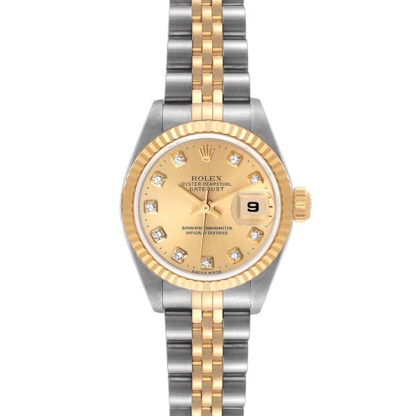 Rolex Datejust Steel Yellow Gold Diamond Dial Ladies Watch 79173 Box Papers