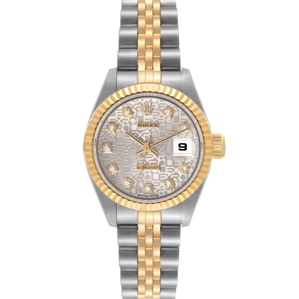 Rolex Datejust Steel Yellow Gold Silver Diamond Dial Ladies Watch 79173 Papers