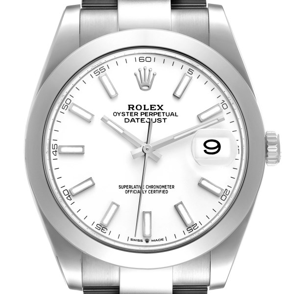 Rolex Datejust 41 White Dial Steel Mens Watch 126300 Box Card