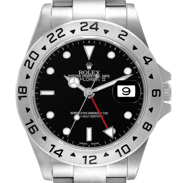 Rolex Explorer II GMT Black Dial Parachrom Hairspring Steel Mens Watch 16570