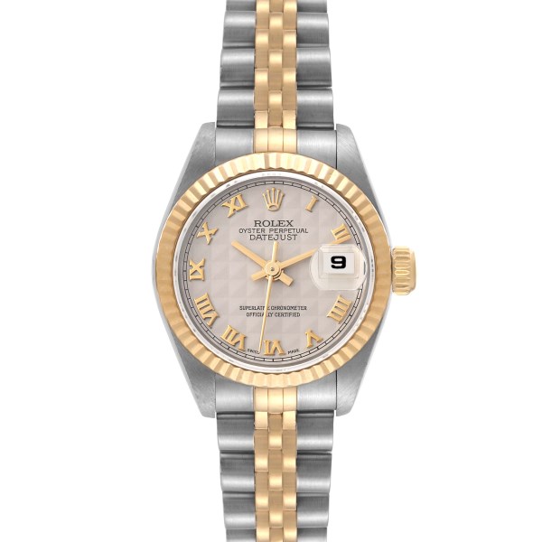 Rolex Datejust Steel Yellow Gold Ivory Pyramid Dial Ladies Watch 69173