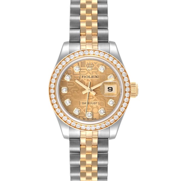 Rolex Datejust 26 Steel Yellow Gold Diamond Bezel Ladies Watch 179383
