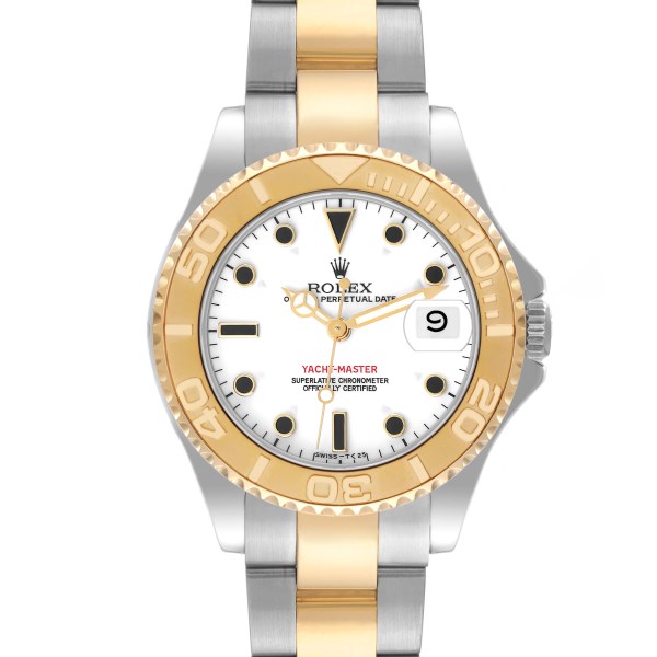 Rolex Yachtmaster 35 Midsize Steel Yellow Gold White Dial Mens Watch 68623