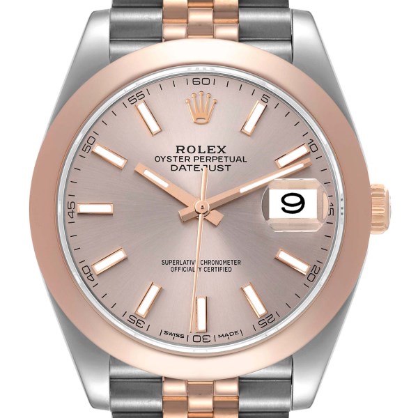 Rolex Datejust 41 Steel Rose Gold Sundust Dial Mens Watch 126301 Box Card