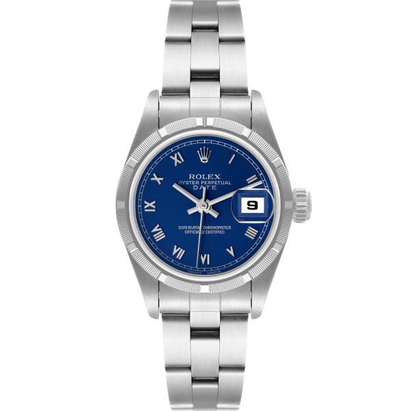 Rolex Date Blue Dial Steel Ladies Watch 69190