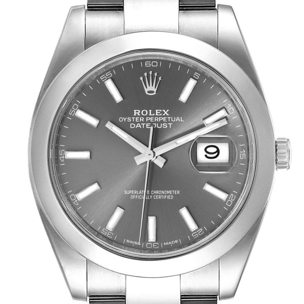 Rolex Datejust 41 Grey Dial Domed Bezel Steel Mens Watch 126300 Box Card