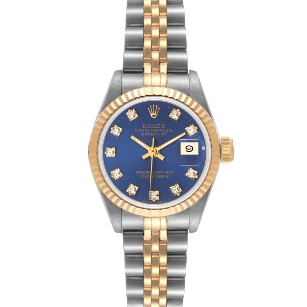 Rolex Datejust Blue Diamond Dial Steel Yellow Gold Ladies Watch 69173