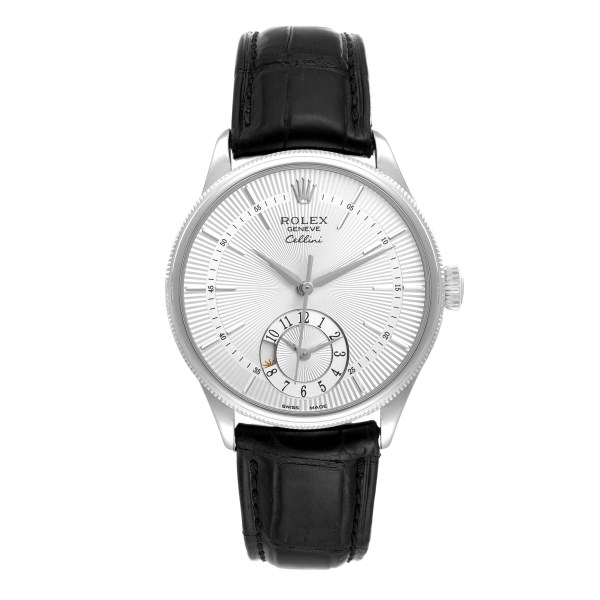 Rolex Cellini Dual Time White Gold Automatic Mens Watch 50529