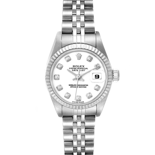 Rolex Datejust Steel White Gold White Diamond Dial Ladies Watch 79174