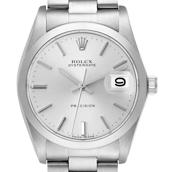 Rolex OysterDate Precision Silver Dial Steel Vintage Mens Watch 6694