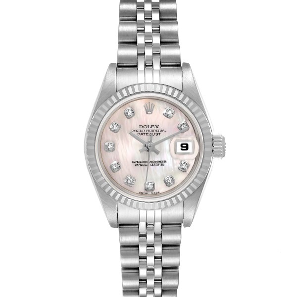Rolex Datejust 26mm Steel White Gold MOP Diamond Dial Ladies Watch 79174