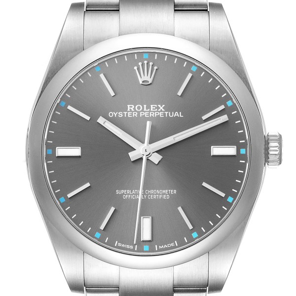 Rolex Oyster Perpetual 39 Rhodium Dial Steel Mens Watch 114300 Box Card