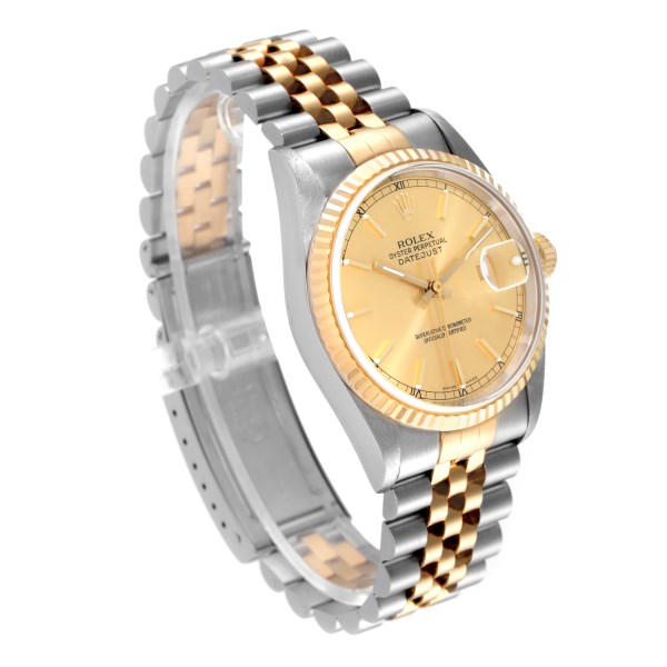 Rolex Datejust Steel Yellow Gold Champagne Dial Mens Watch 16233