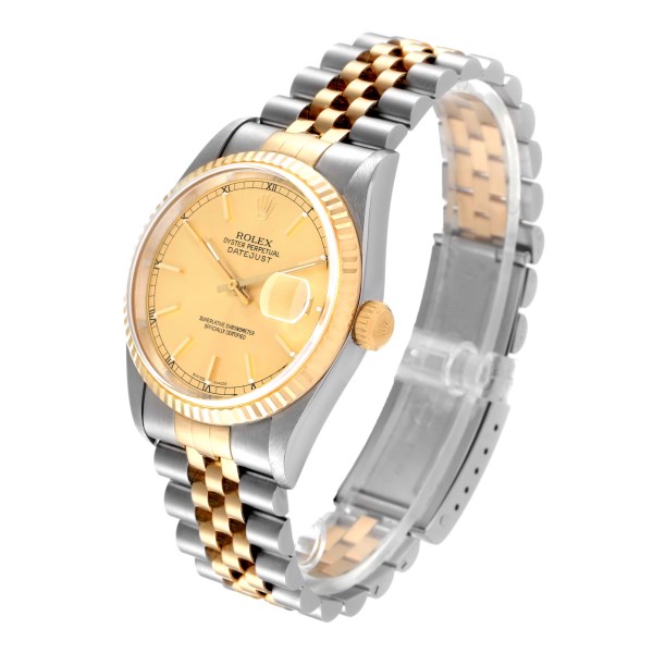 Rolex Datejust Steel Yellow Gold Champagne Dial Mens Watch 16233