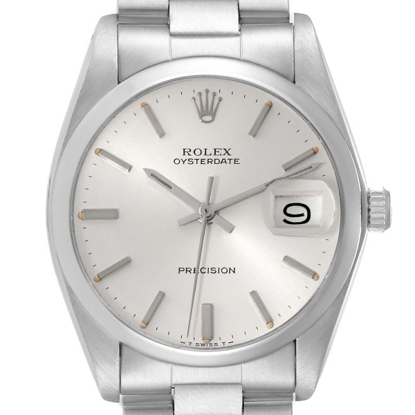 Rolex OysterDate Precision Silver Dial Steel Vintage Mens Watch 6694