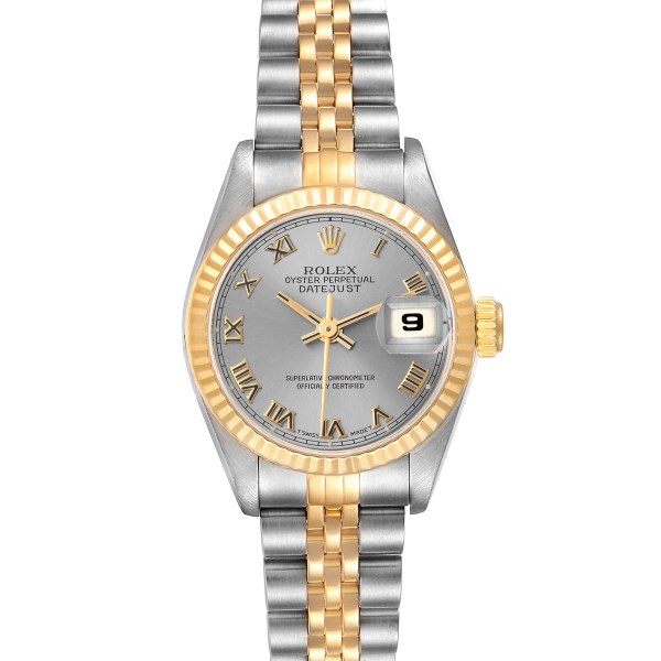 Rolex Datejust Steel Yellow Gold Slate Roman Dial Ladies Watch 69173