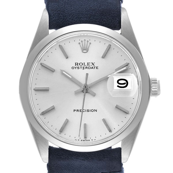 Rolex OysterDate Precision Silver Dial Vintage Steel Mens Watch 6694