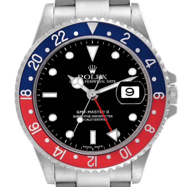 Rolex GMT Master II Blue Red Pepsi Bezel Steel Mens Watch 16710