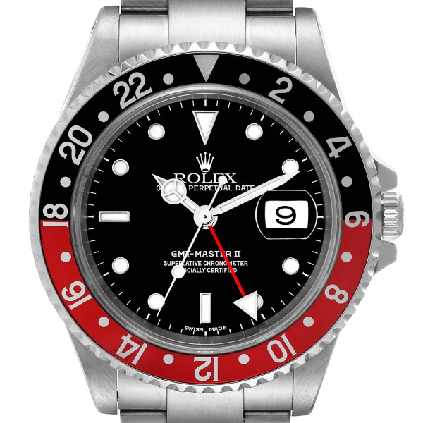 Rolex GMT Master II Black Red Coke Bezel Steel Mens Watch 16710 Box Papers
