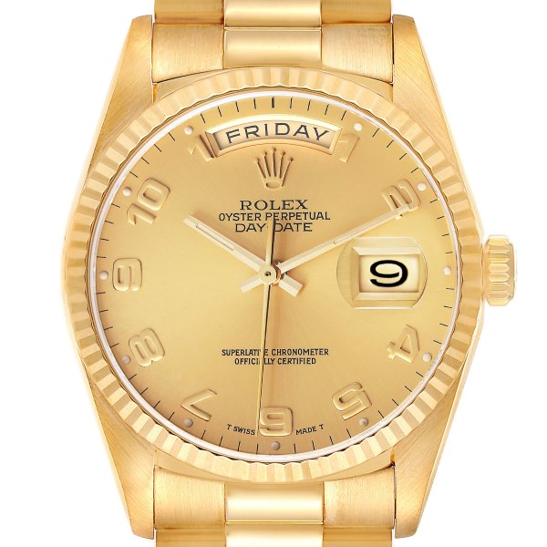 Rolex President Day-Date Yellow Gold Champagne Dial Mens Watch 18238