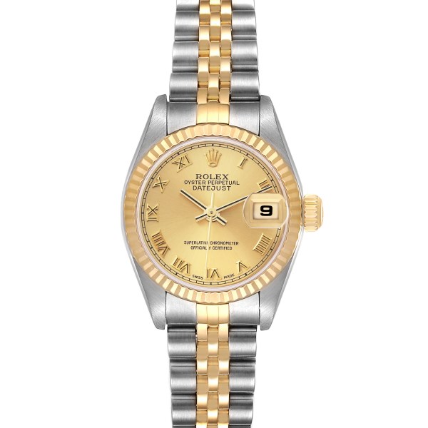 Rolex Datejust Steel Yellow Gold Champagne Dial Ladies Watch 79173 Box Papers