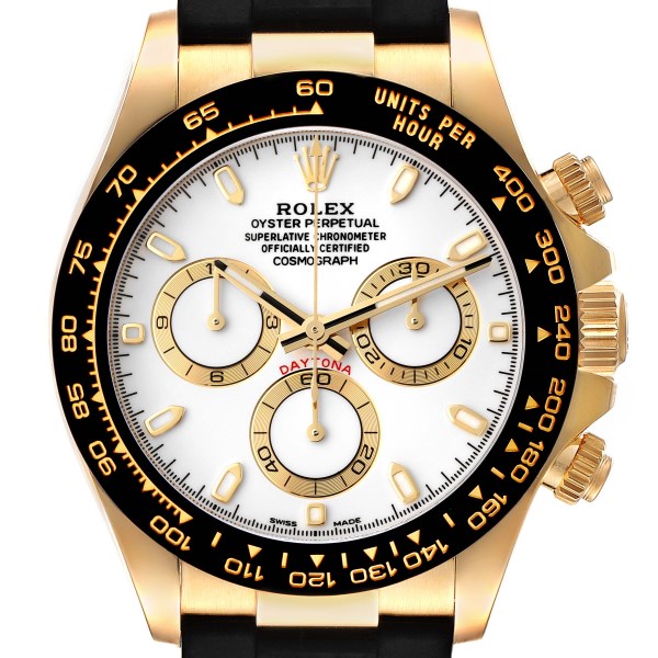 Rolex Daytona Yellow Gold Ceramic Bezel Rubber Strap Watch 116518