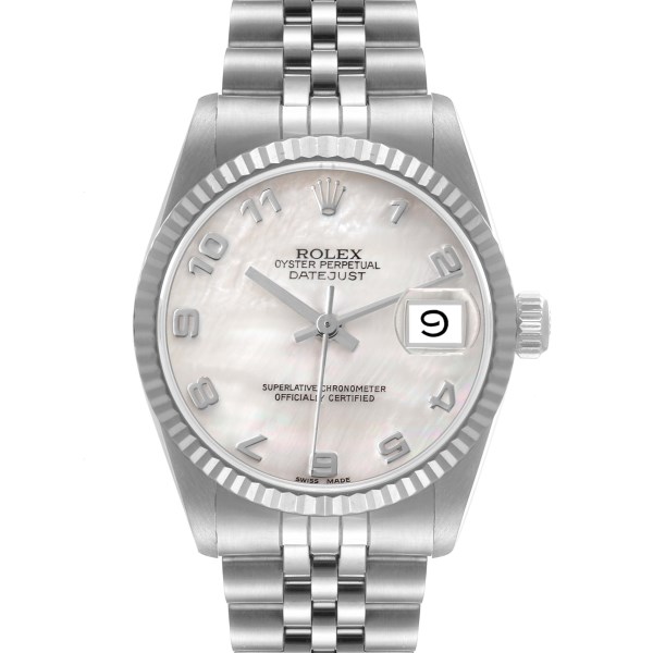 Rolex Datejust Midsize Steel White Gold Mother of Pearl Dial Ladies Watch 68274