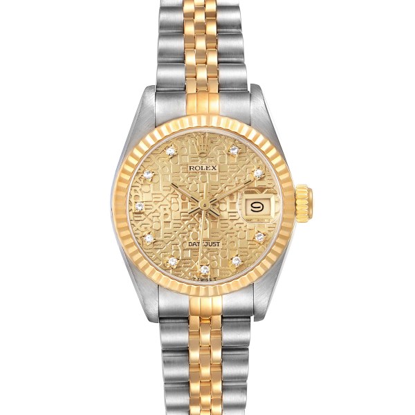 Rolex Datejust Steel Yellow Gold Anniversary Diamond Dial Ladies Watch 69173