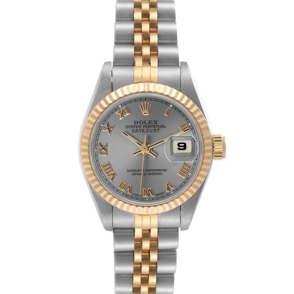 Rolex Datejust Steel Yellow Gold Fluted Bezel Ladies Watch 69173