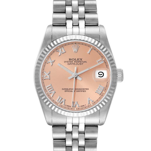 Rolex Datejust Midsize Steel White Gold Salmon Dial Ladies Watch 68274