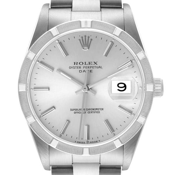 Rolex Date Silver Dial Oyster Bracelet Steel Mens Watch 15210
