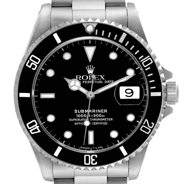 Rolex Submariner Date 40mm Black Dial Steel Mens Watch 16610 Box Papers