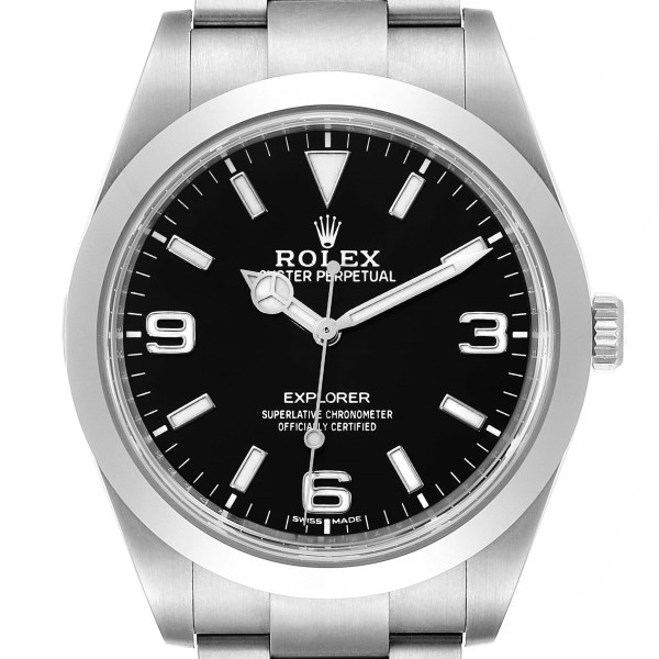 Rolex Explorer I Luminescent Arabic Numerals Steel Mens Watch 214270 Box Card