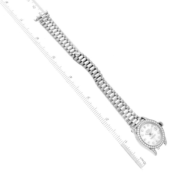 Rolex President White Gold Silver Diamond Dial Ladies Watch 79159