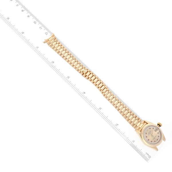Rolex Datejust President Yellow Gold Diamond Ruby Ladies Watch 69178