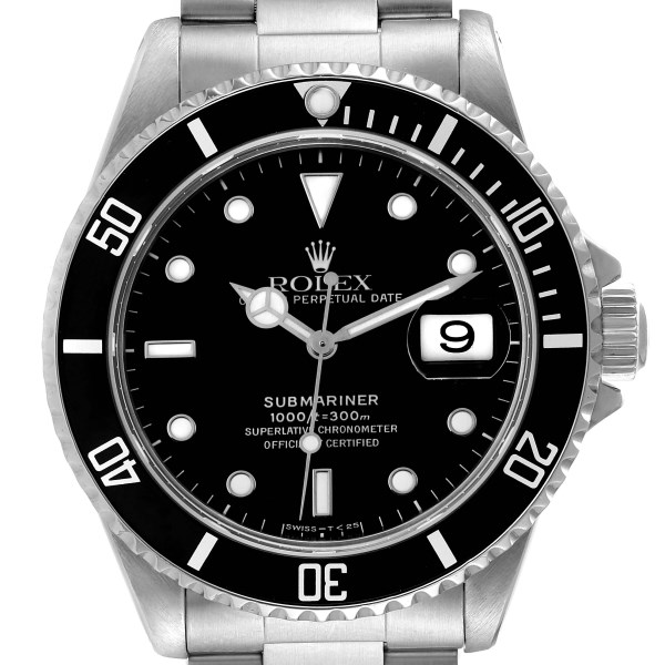 Rolex Submariner Date 40mm Black Dial Steel Mens Watch 16610 Box Papers