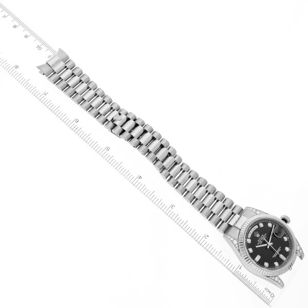 Rolex President Day-Date 18k White Gold Diamond Mens Watch 118339 Box Papers