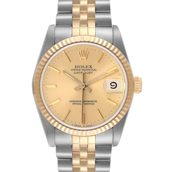 Rolex Datejust Midsize Steel Yellow Gold Ladies Watch 68273 Box Papers