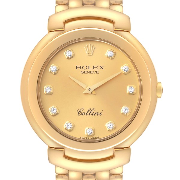 Rolex Cellini Yellow Gold Champagne Diamond Dial Mens Watch 6622