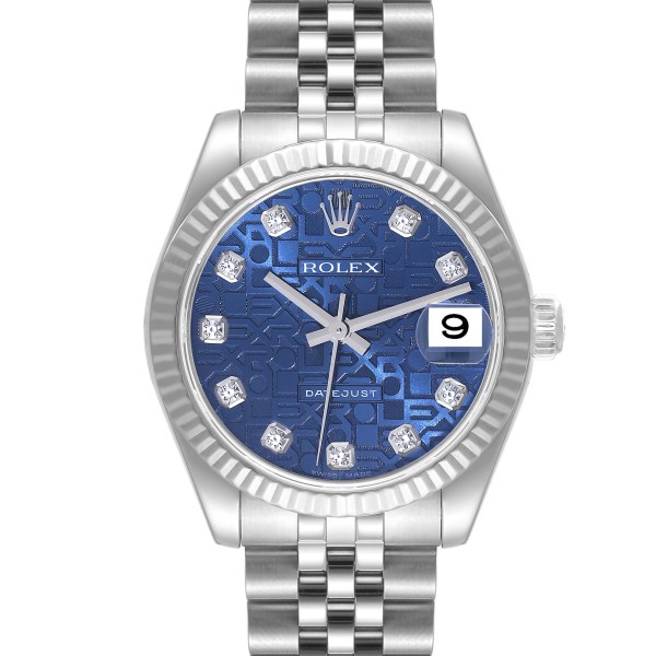 Rolex Datejust Midsize Steel White Gold Blue Diamond Dial Ladies Watch 178274