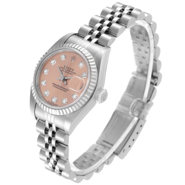 Rolex Datejust Steel White Gold Salmon Diamond Dial Ladies Watch 79174