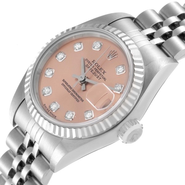 Rolex Datejust Steel White Gold Salmon Diamond Dial Ladies Watch 79174
