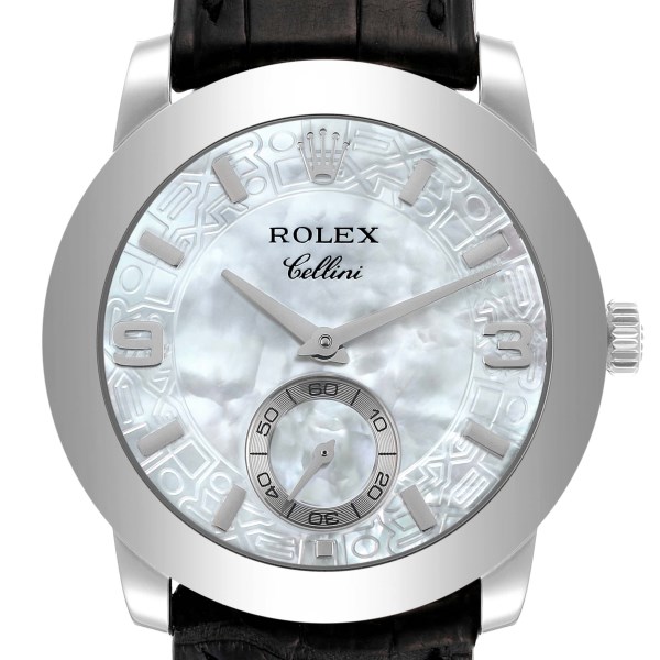 Rolex Cellini Cellinium Platinum Mother of Pearl Dial Mens Watch 5240