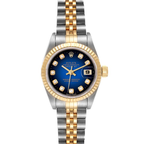 Rolex Datejust Diamond Dial Steel Yellow Gold Ladies Watch 69173 Box Papers + 1 Extra Link