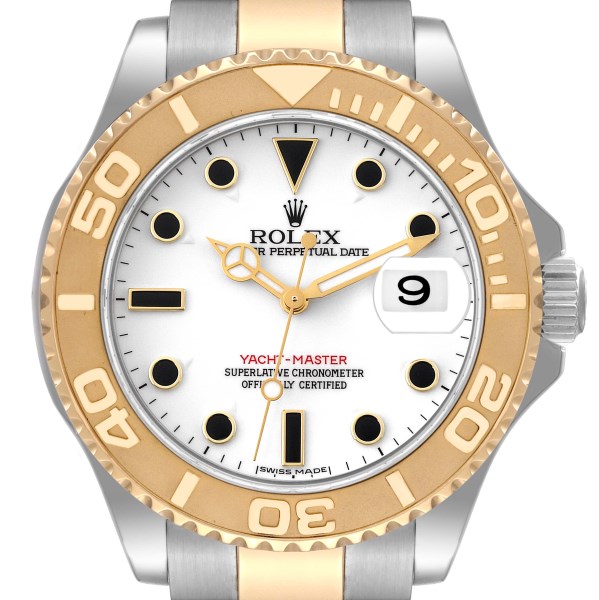 Rolex Yachtmaster Steel Yellow Gold White Dial Mens Watch 16623 Box Papers